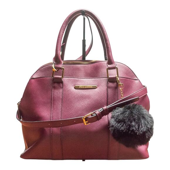 Large Purse STEVE MADDEN Maroon Top Handle Crossbody Satchel Designer Bag - Picture 1 of 8